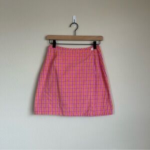 Vintage Paris Sport Club Plaid Wrap Mini Skirt
